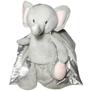 Walgreens Plush Elephant Baby Blanket Set Gray Silver Satin Toy Moon & Stars NEW